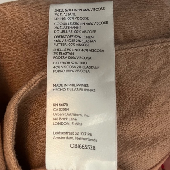 Anthropologie Maeve Linen Oversized Relaxed Tan Double-Breasted Blazer Size 10 - Picture 5 of 5